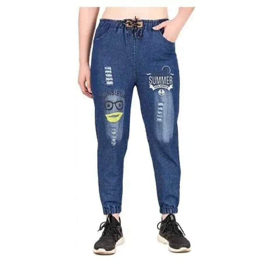 Trendy Denim Printed Jegging For Women