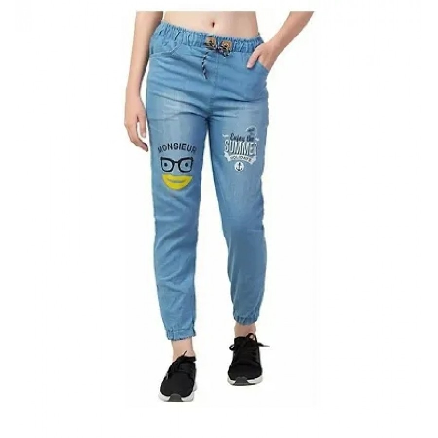 Trendy Denim Printed Jegging For Women