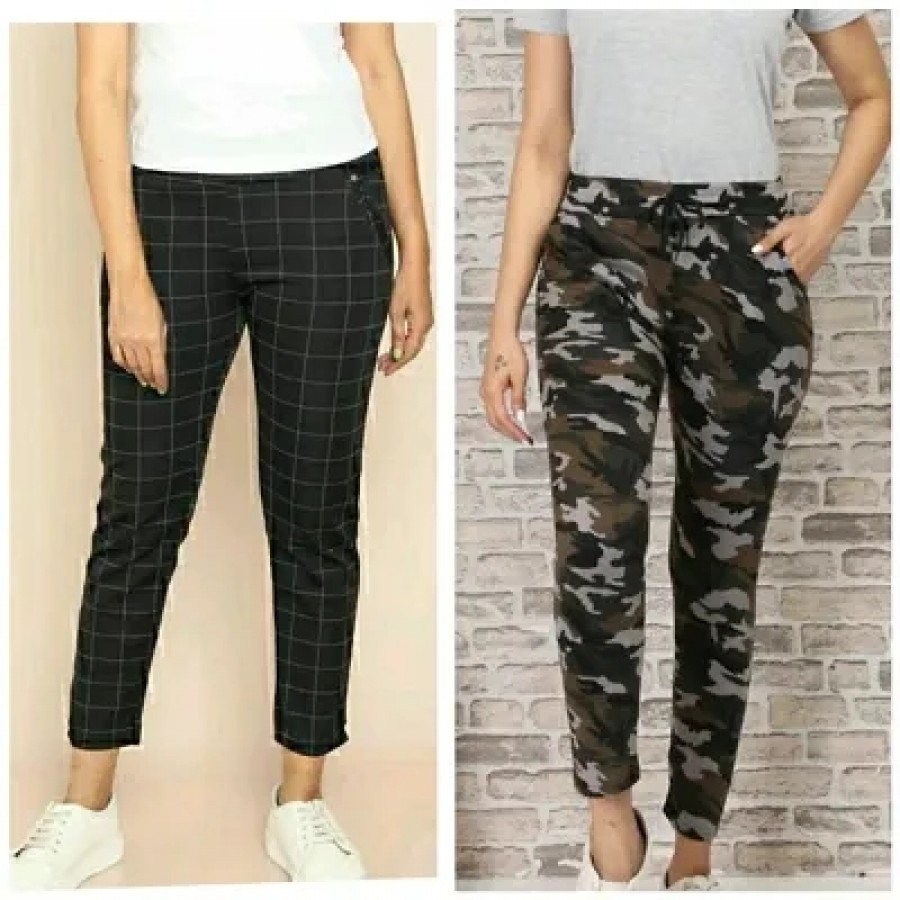 Trendy Women  Combo Of 1 Check and 1 Camouflage Jeggings