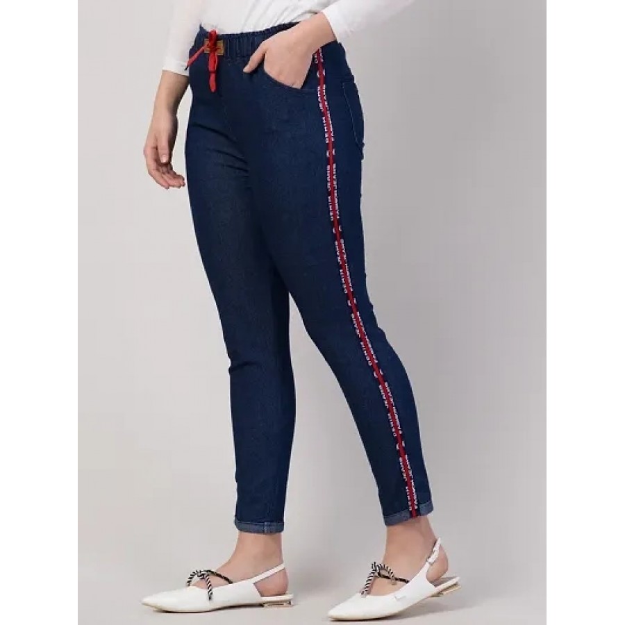 Women's Stylish Blue Solid Denim Mid-Rise Jeans