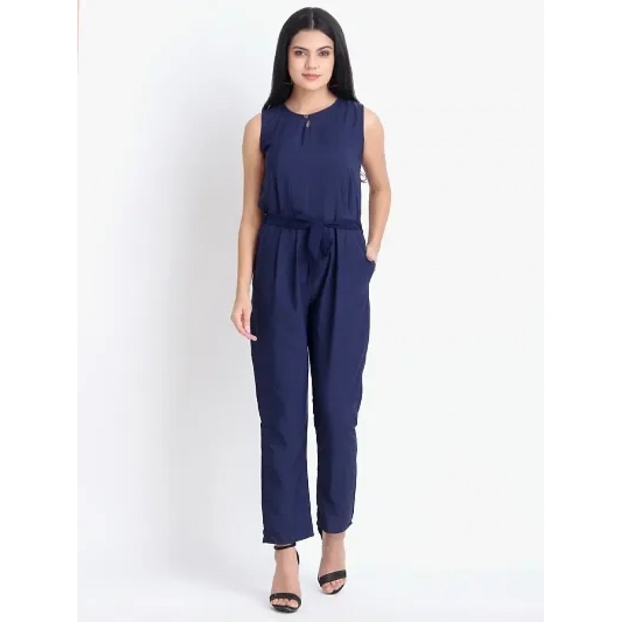 Blue Crepe Basic Jumpsuit