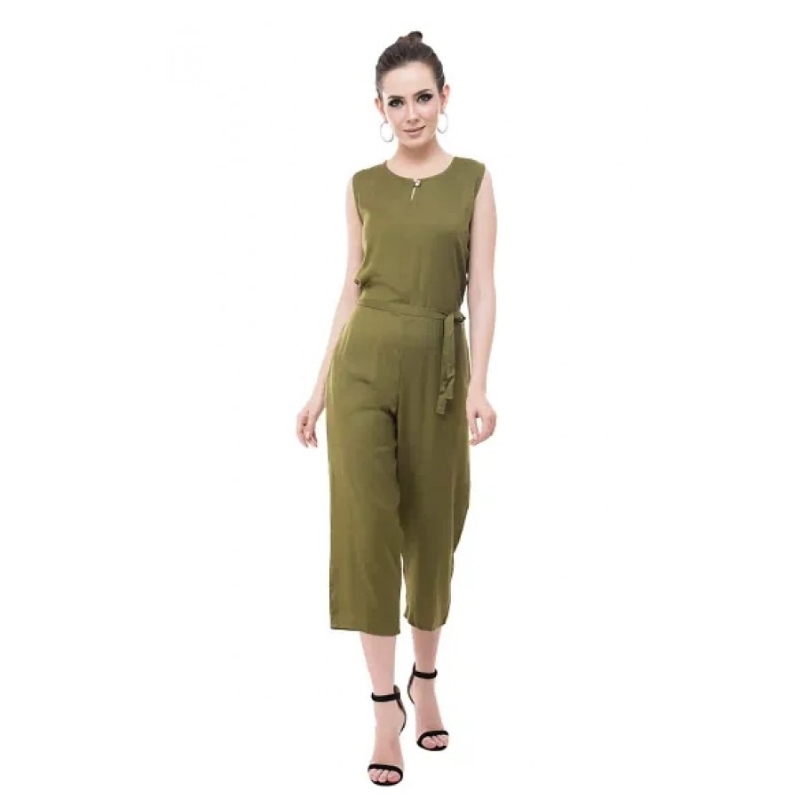 Solid olive Jumpsuit for women