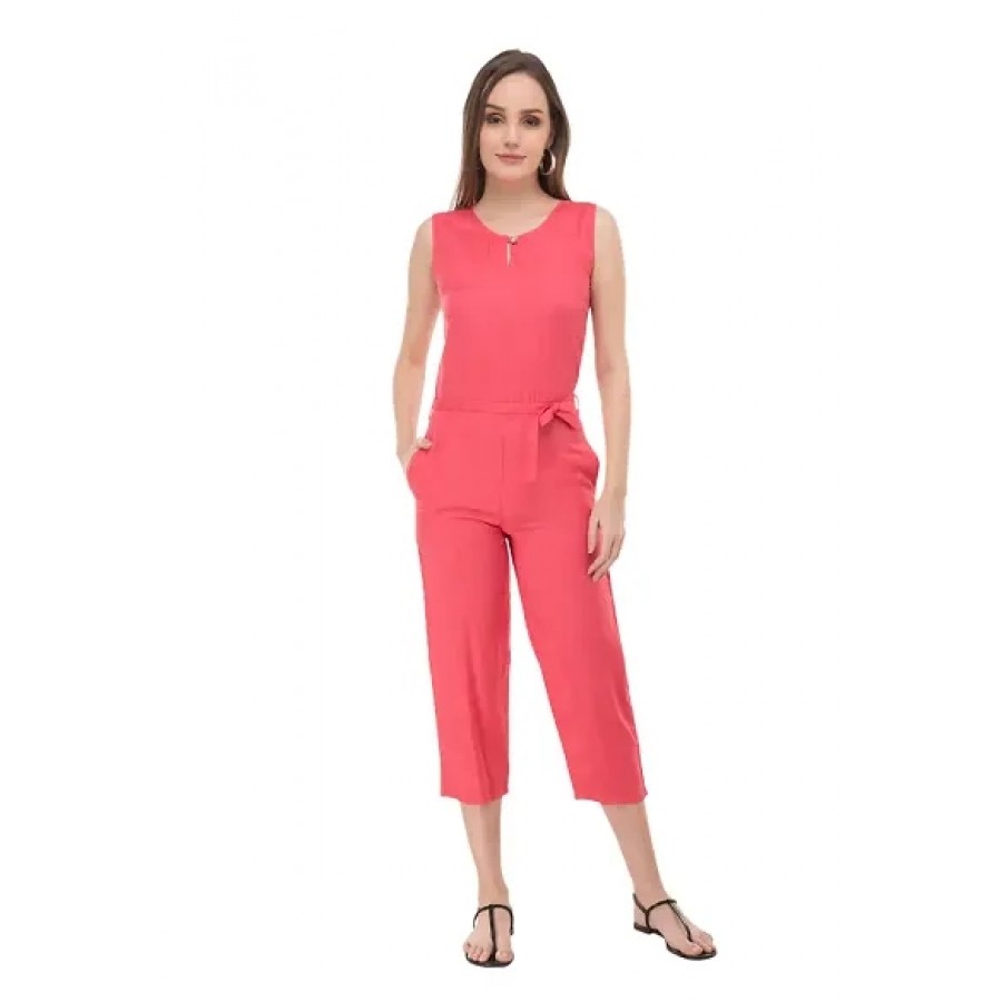 women rayon tie knot jumpsuit