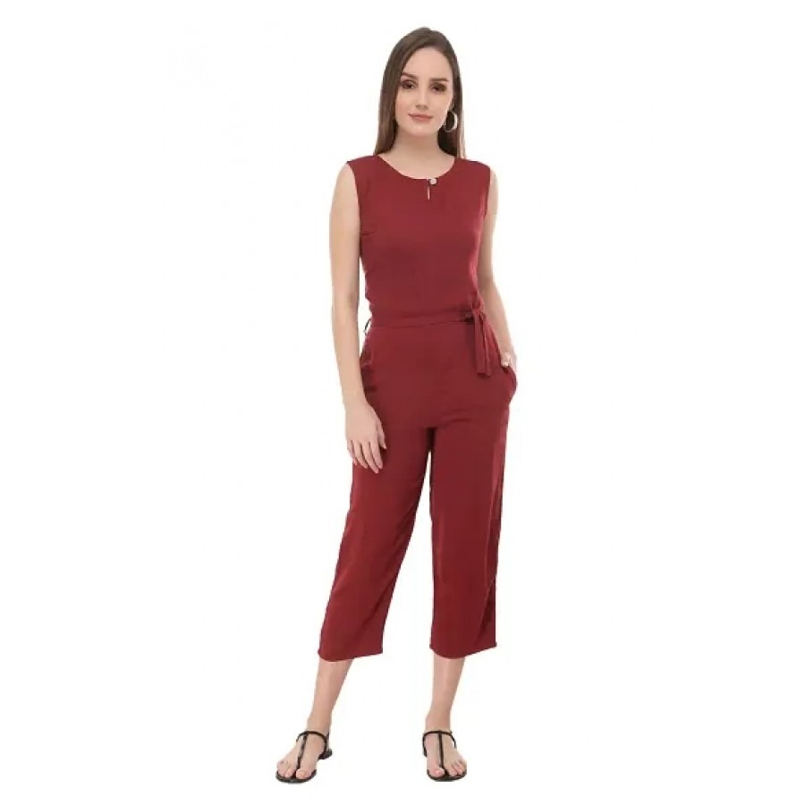 women rayon tie knot jumpsuit