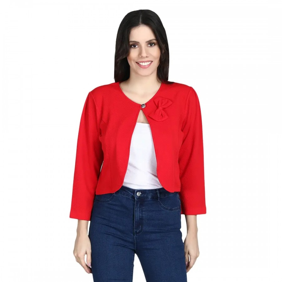 Poly Lycra Women's Red Short Shrug