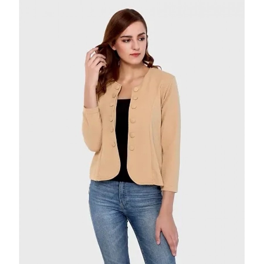 Women's Poly Lycra Beige Shrug