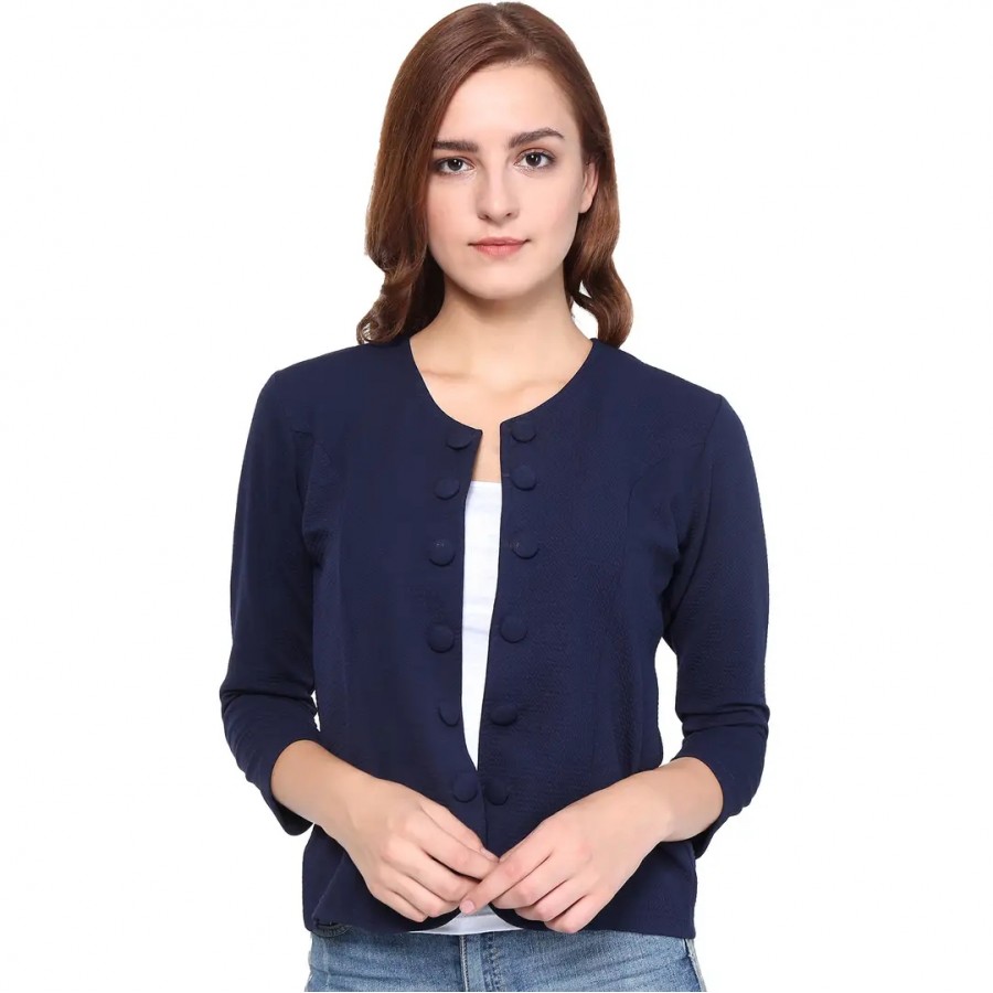 Women's Poly Lycra navy Blue Shrug