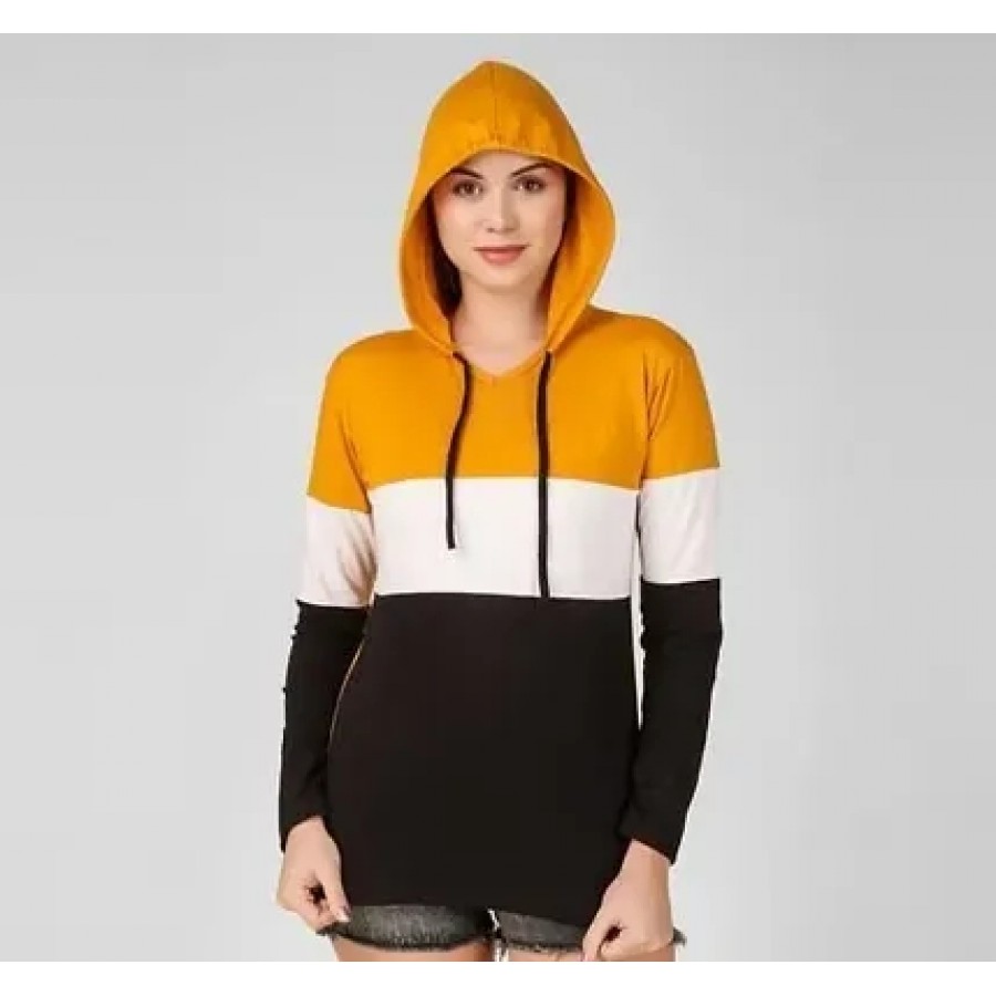 Alluring Multicoloured Hosiery Solid Hoodie For Women