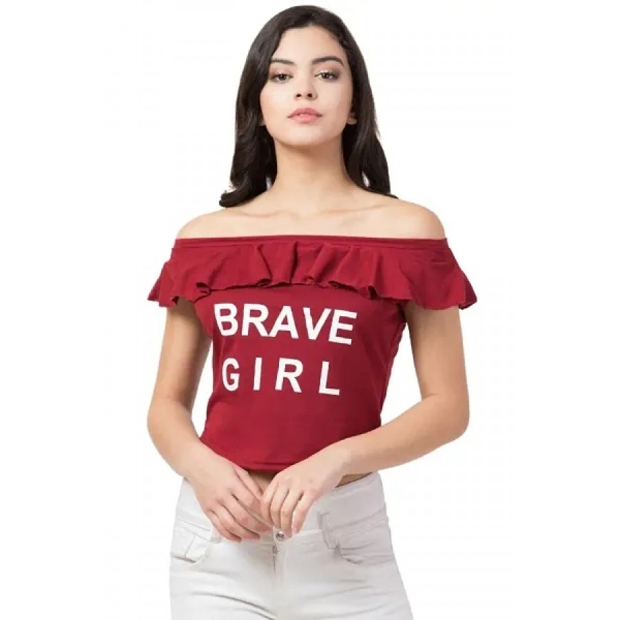 BESTIC FASHION OFF SOULDER BRAVE GIRL PRINTED WOMEN TOP