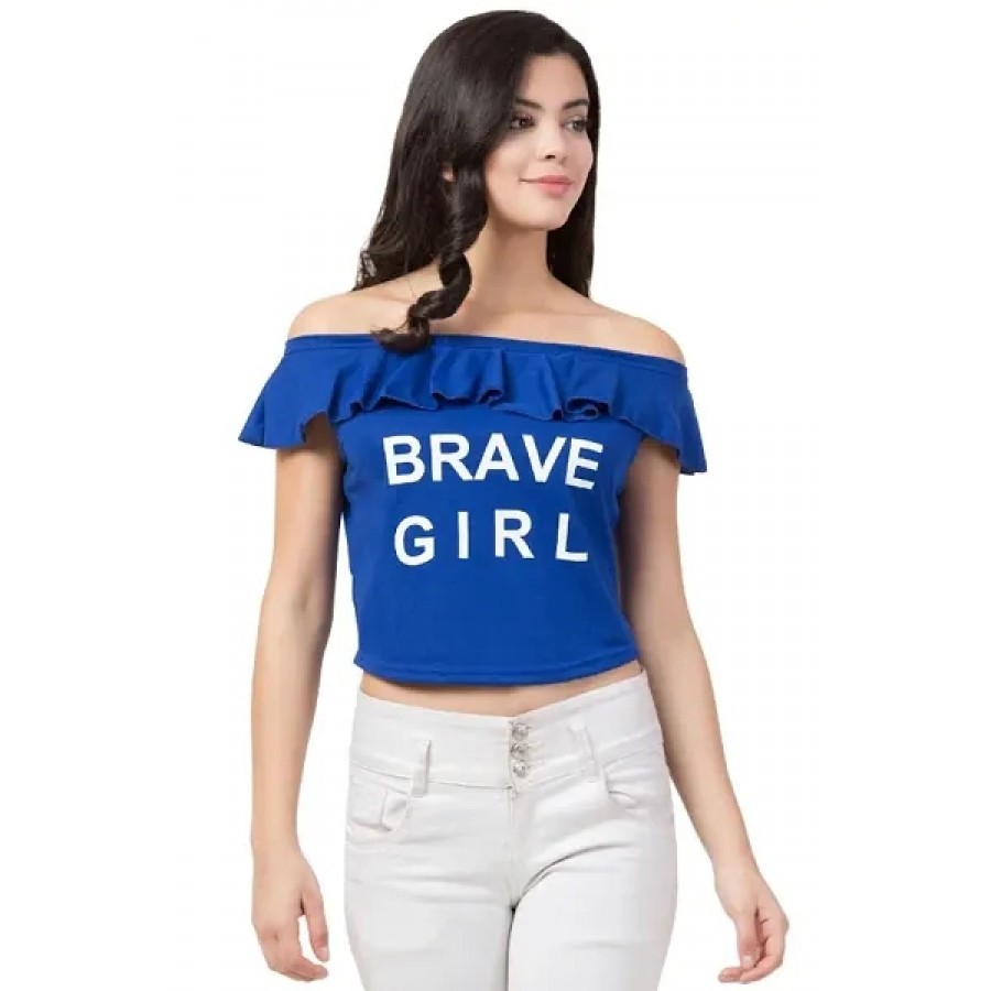 BESTIC FASHION OFF SOULDER BRAVE GIRL PRINTED WOMEN TOP