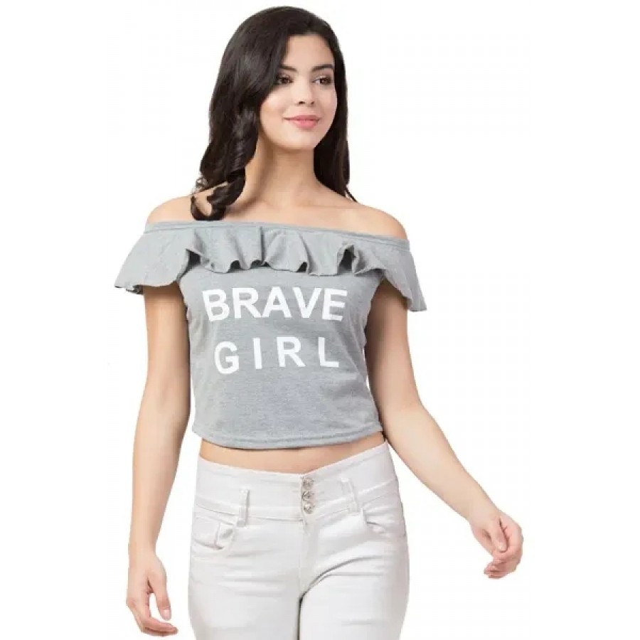 BESTIC FASHION OFF SOULDER BRAVE GIRL PRINTED WOMEN TOP