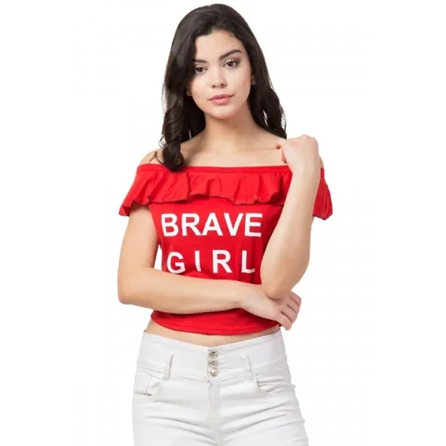 BESTIC FASHION OFF SOULDER BRAVE GIRL PRINTED WOMEN TOP