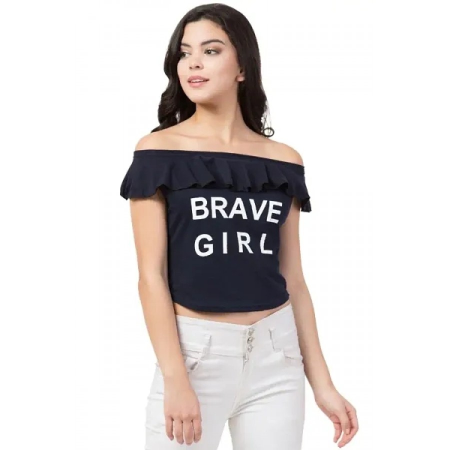 BESTIC FASHION OFF SOULDER BRAVE GIRL PRINTED WOMEN TOP