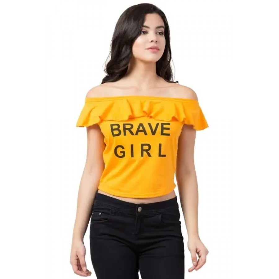 BESTIC FASHION OFF SOULDER BRAVE GIRL PRINTED WOMEN TOP