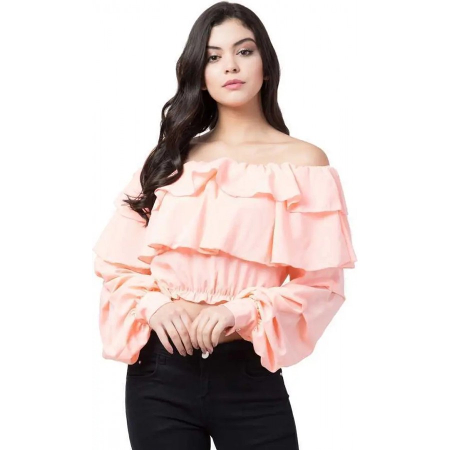 Beautiful Women Off-shoulder Crepe Top