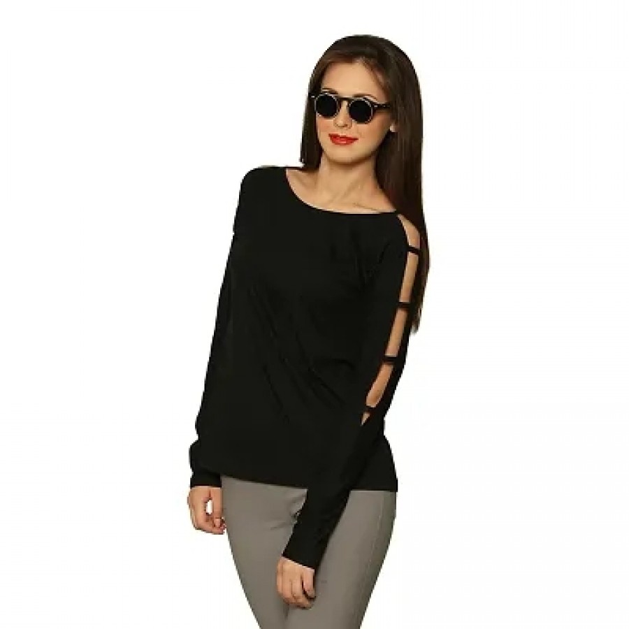 Black Solid Blouse Top