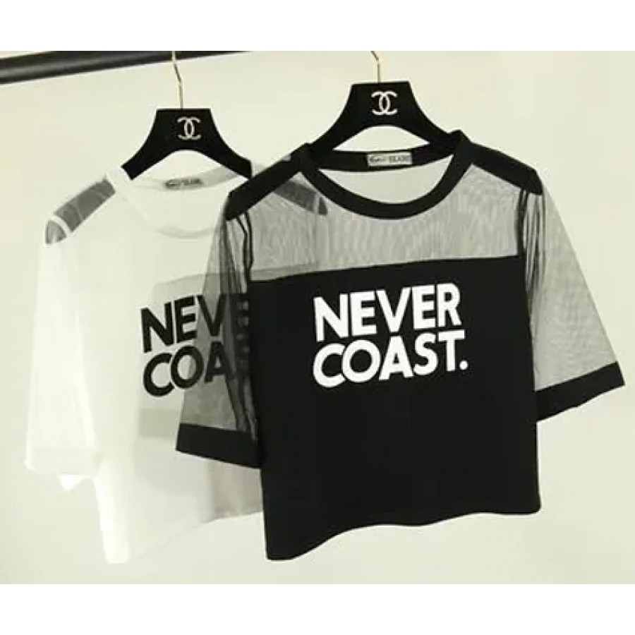 Black  White Never Coast Printed Top Set Of 2