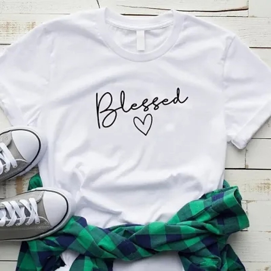 Blessed White Printed Tshirts