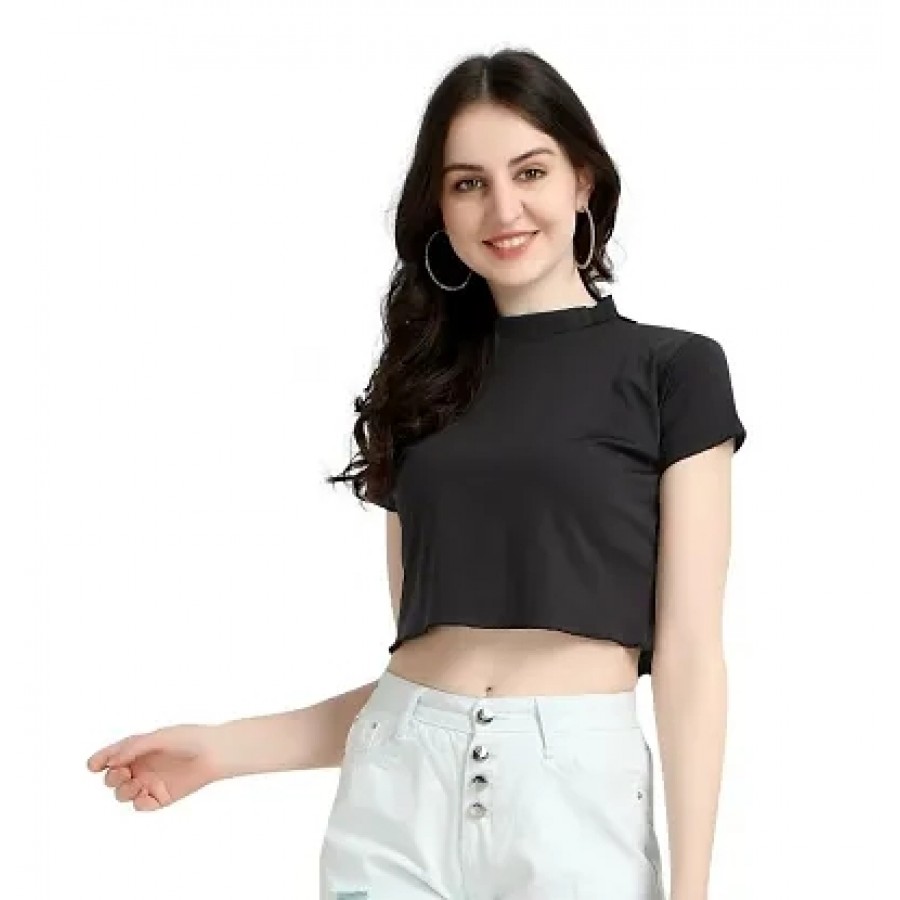 Casual Regular Sleeves Solid Women Body Relaxed Plain Crop Top