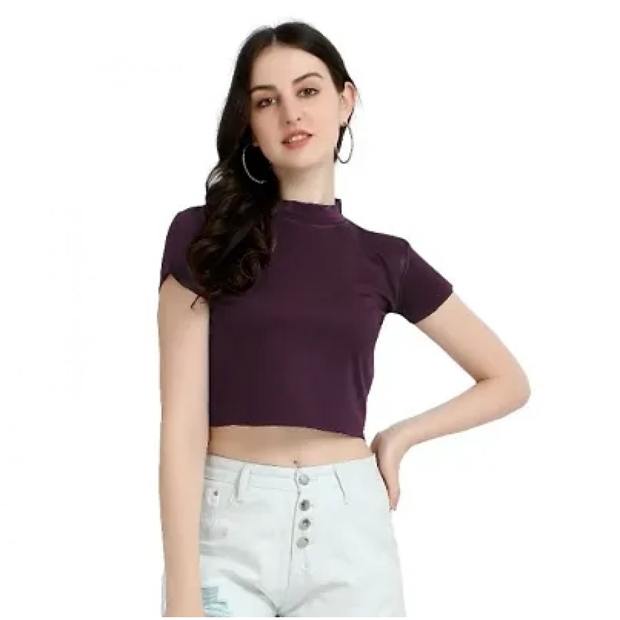 Casual Regular Sleeves Solid Women Body Relaxed Plain Crop Top