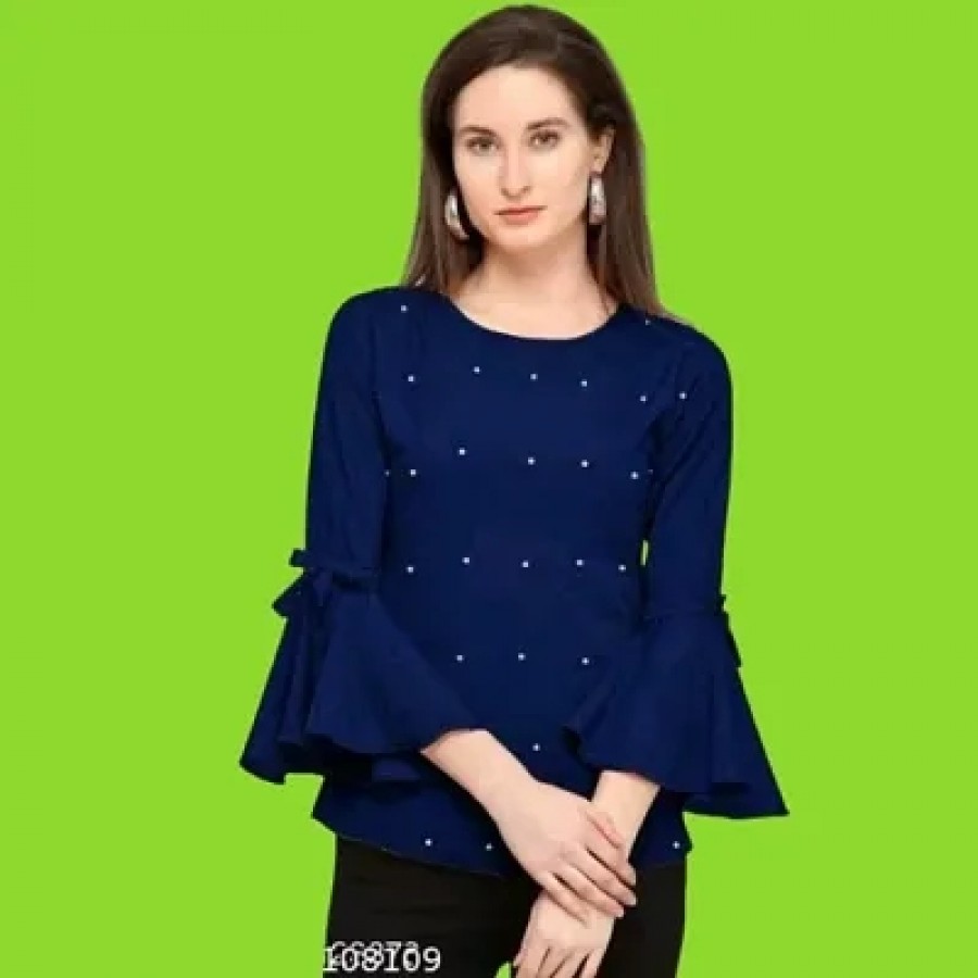 Classic Cotton Blend Embellished Tops for Women