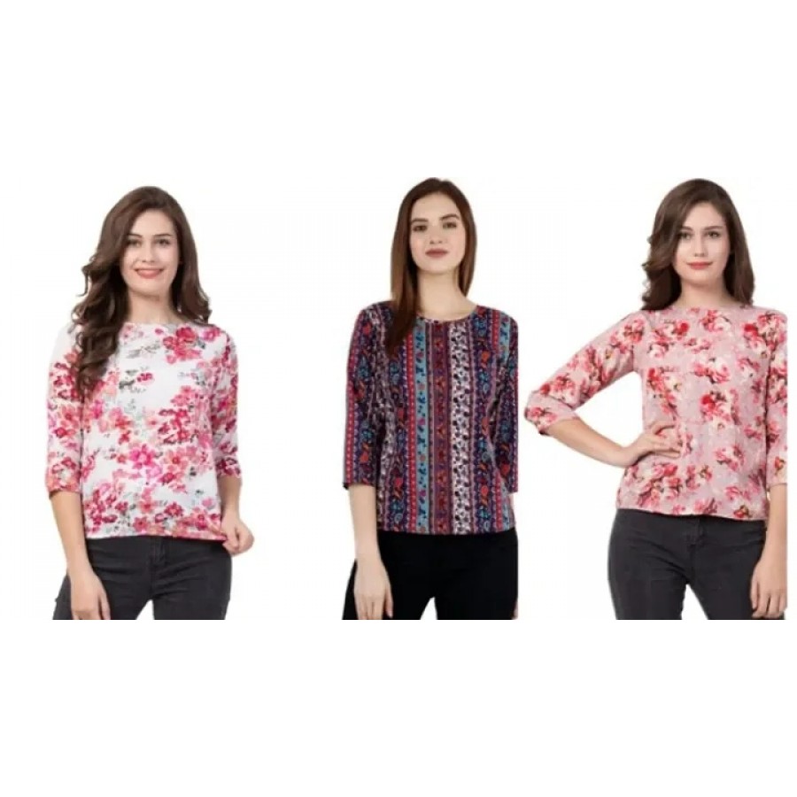 Combo set 0f 03  T-Shirt Top  for Women ,170 gsm with Bio Wash