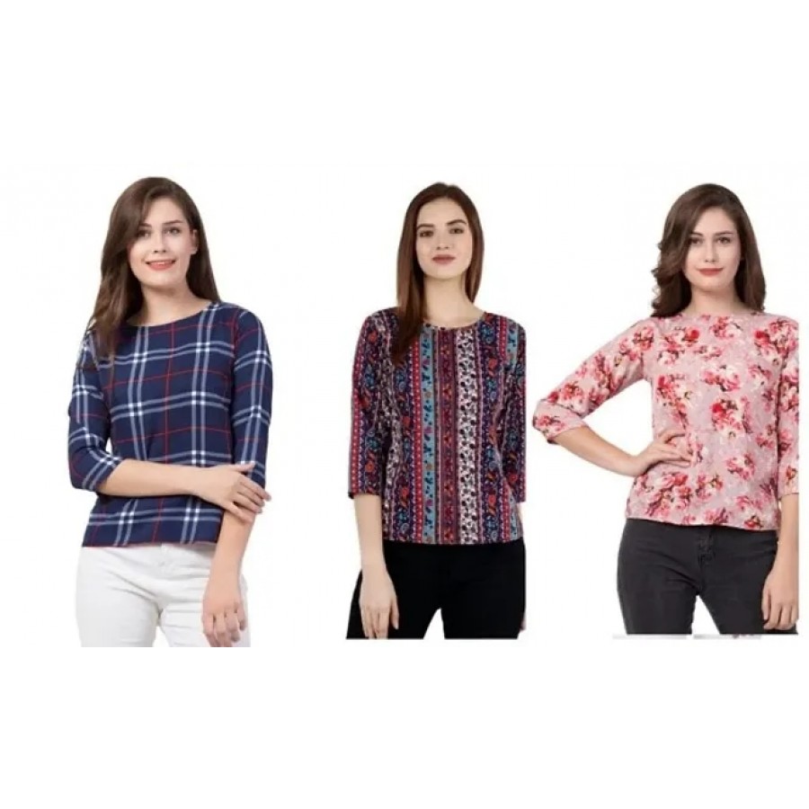 Combo set 0f 03  T-Shirt Top  for Women ,170 gsm with Bio Wash