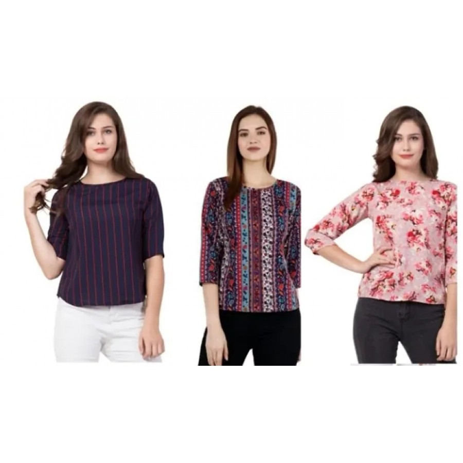 Combo set 0f 03  T-Shirt Top  for Women ,170 gsm with Bio Wash