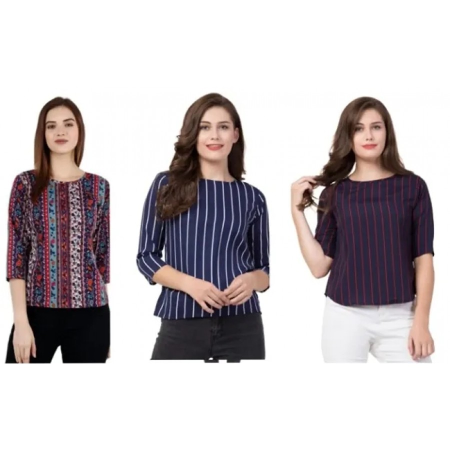 Combo set 0f 03  T-Shirt Top  for Women ,170 gsm with Bio Wash