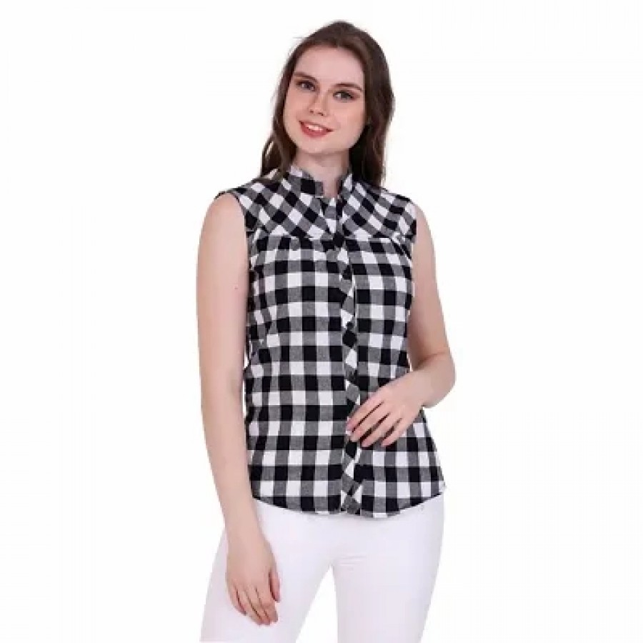 Cotton Blend Sleeveless Shirt