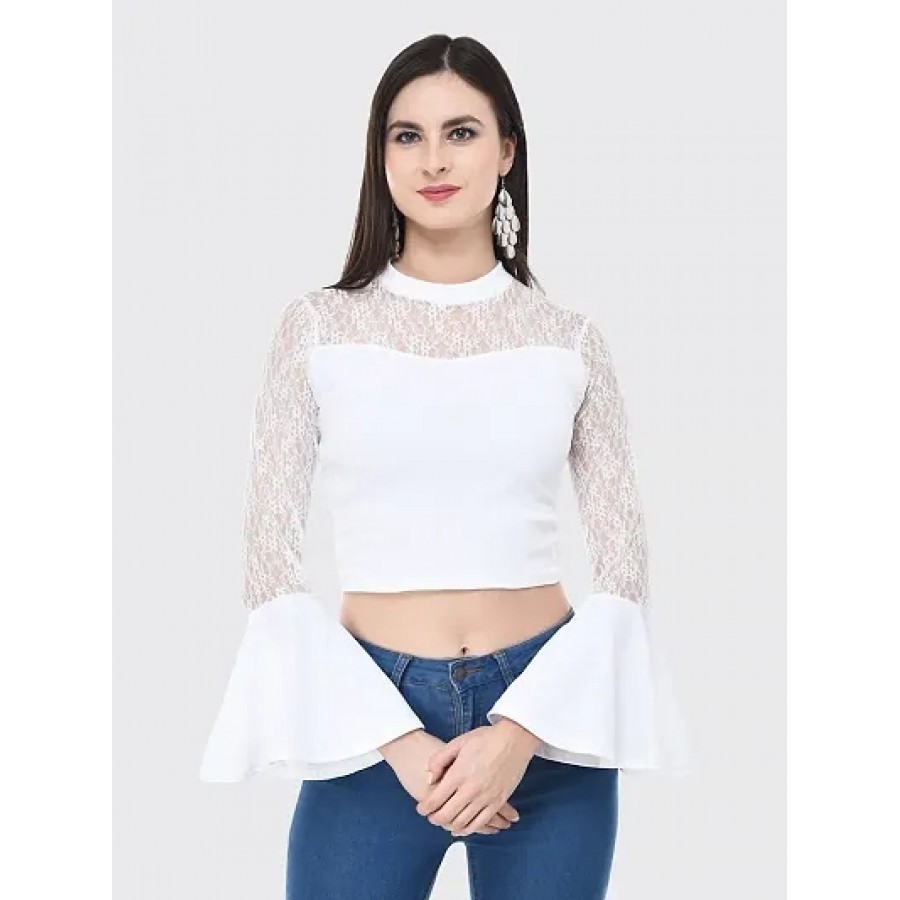 Elegant White Cotton  Top For Women