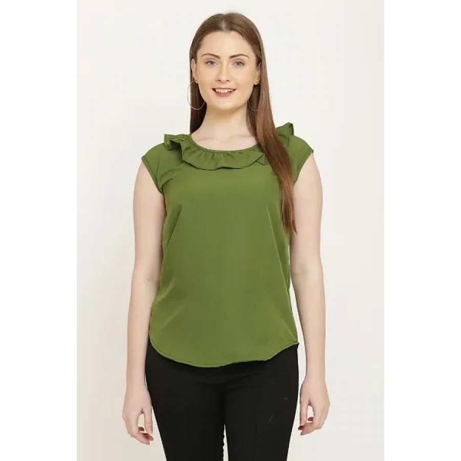 Green Printed Crepe Top