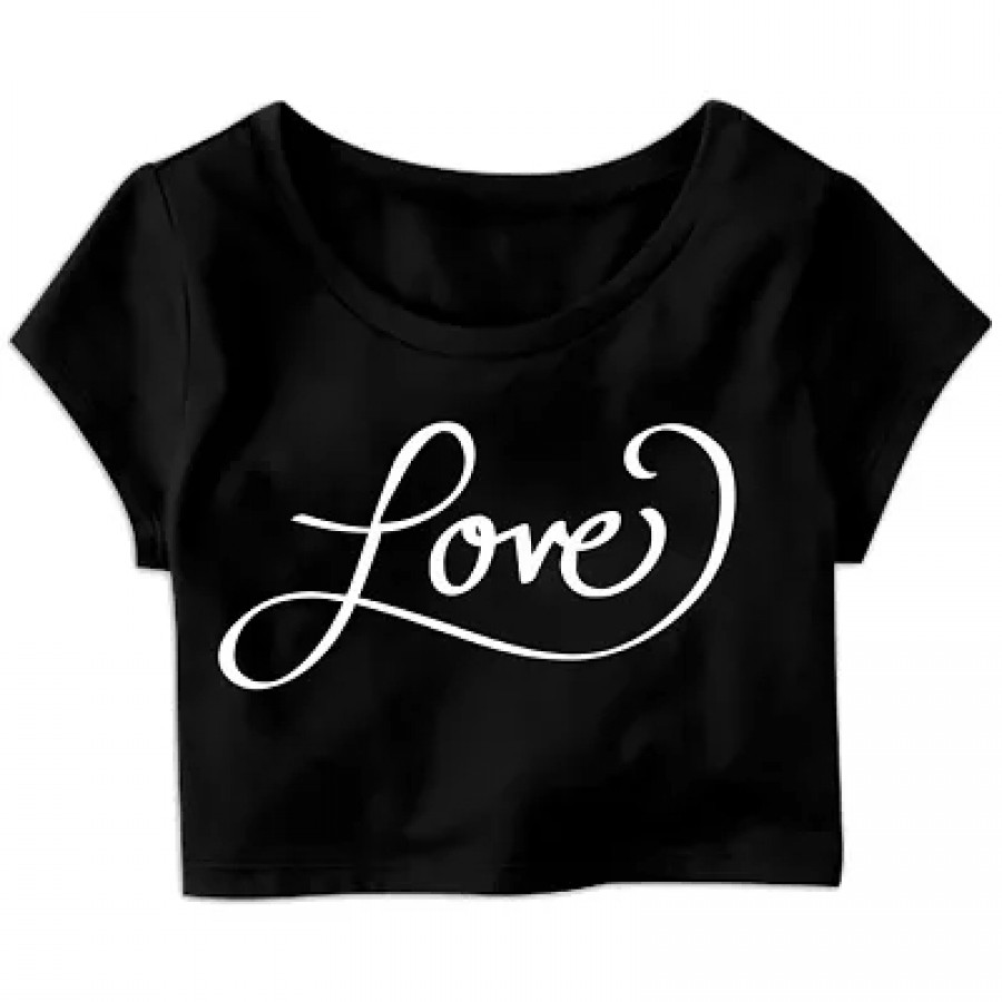 Italic Love Printed Casual Half Sleeve Women's Crop Top