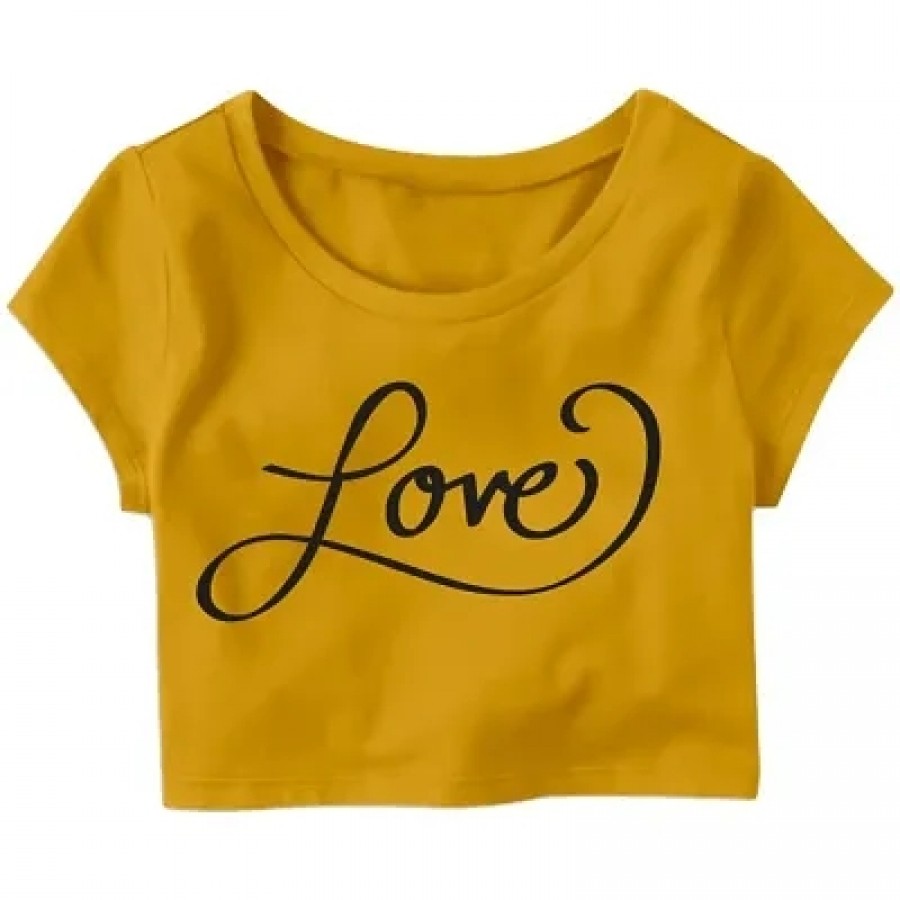 Italic Love Printed Casual Half Sleeve Women's Crop Top