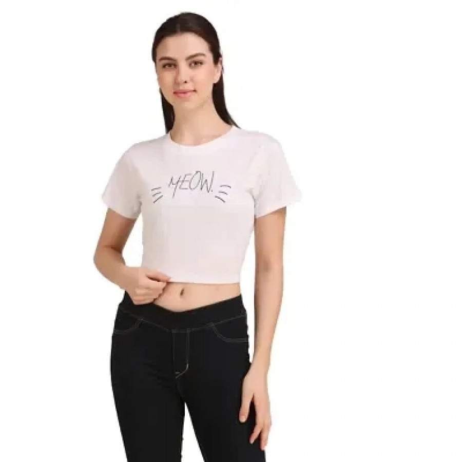 Ladies /Girls / Women Cotton Crop T Shirt  with Bio Wash