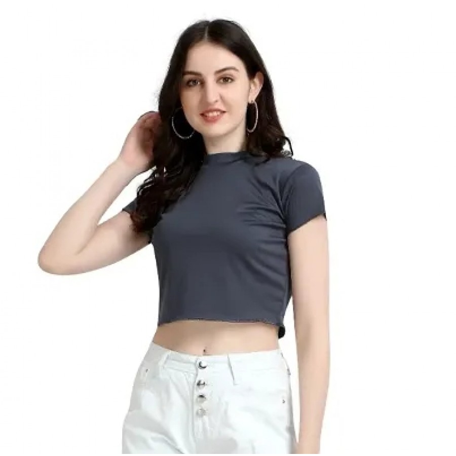 Latest Grey Mini Crop Top For Women