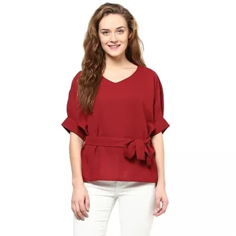 Maroon Solid Blouse Top