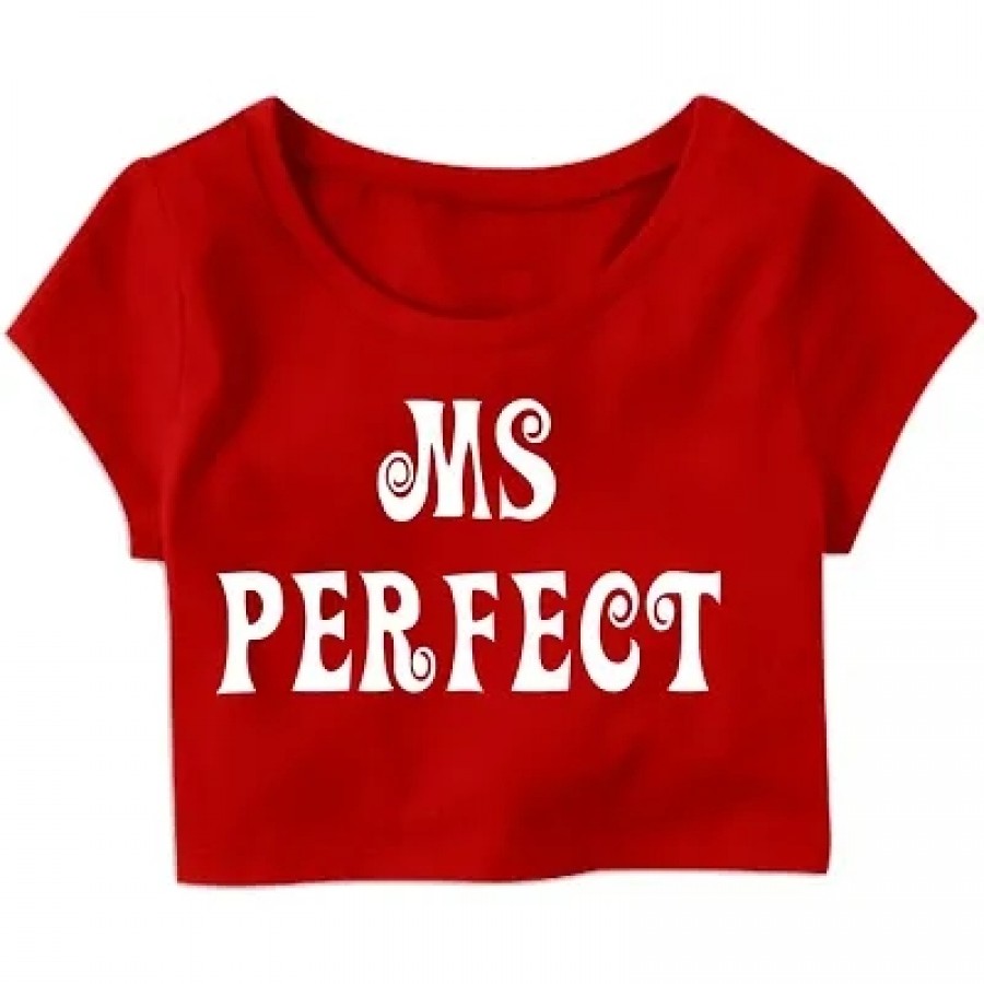 Ms. Perfect Printed Casual Half Sleeve Women's Crop Top