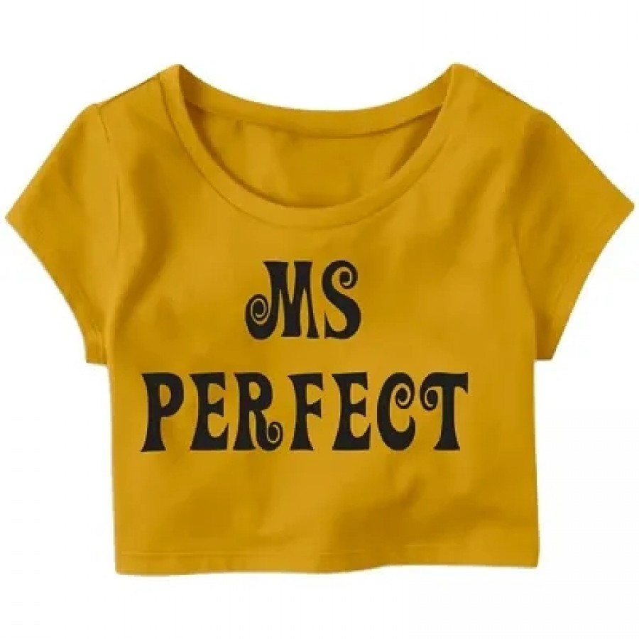 Ms. Perfect Printed Casual Half Sleeve Women's Crop Top