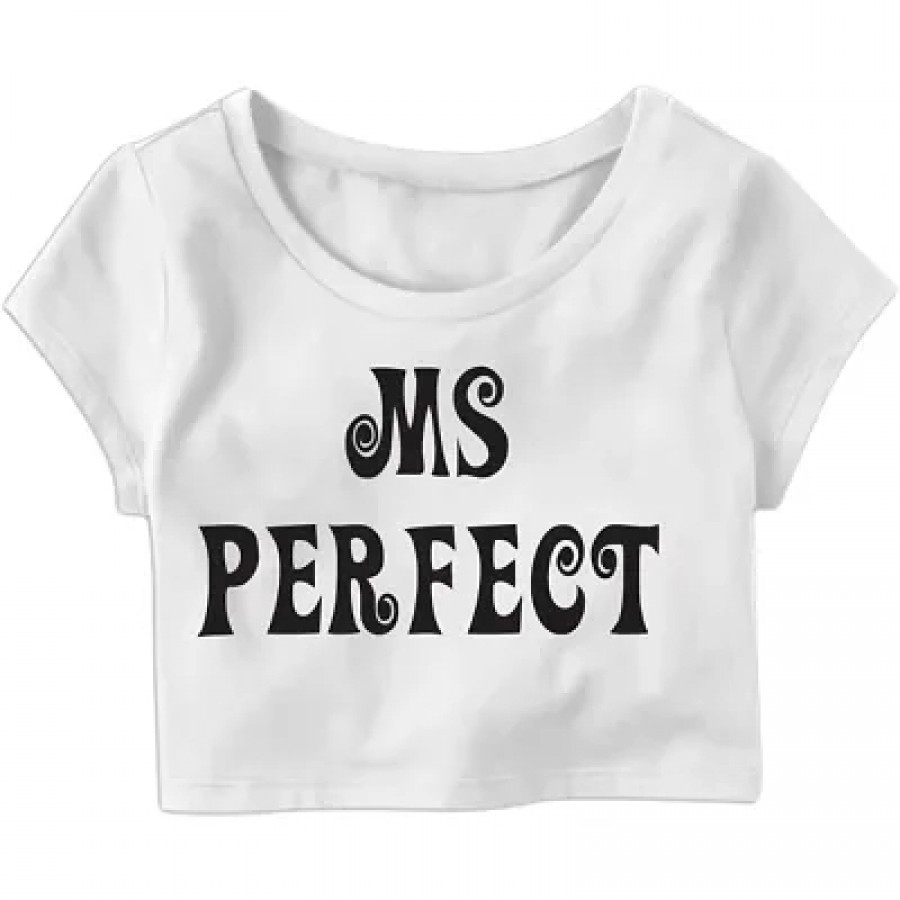 Ms. Perfect Printed Casual Half Sleeve Women's Crop Top