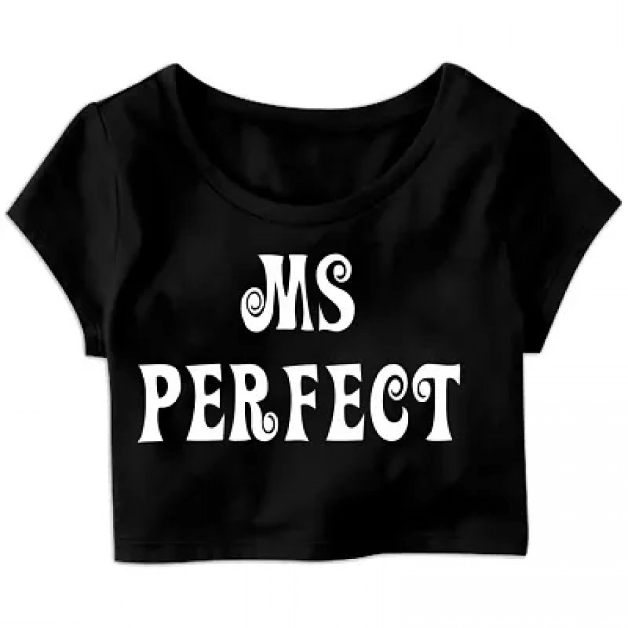 Ms. Perfect Printed Casual Half Sleeve Women's Crop Top