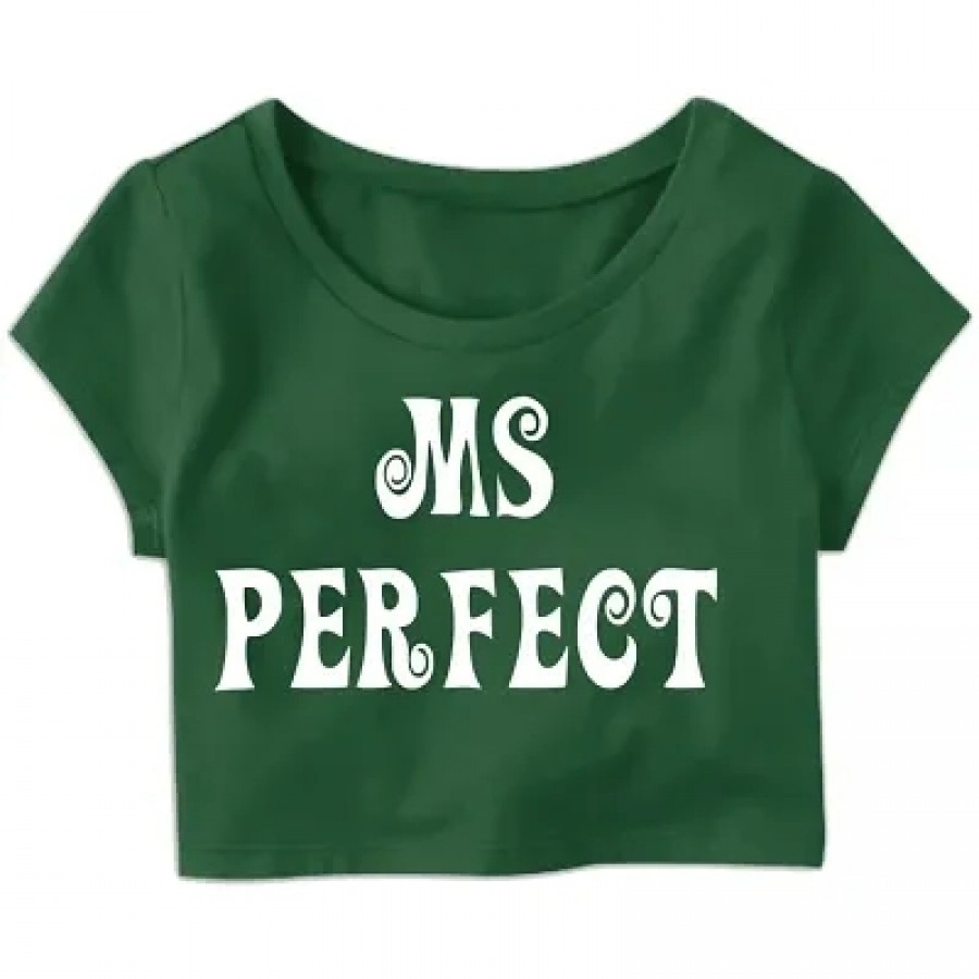 Ms. Perfect Printed Casual Half Sleeve Women's Crop Top