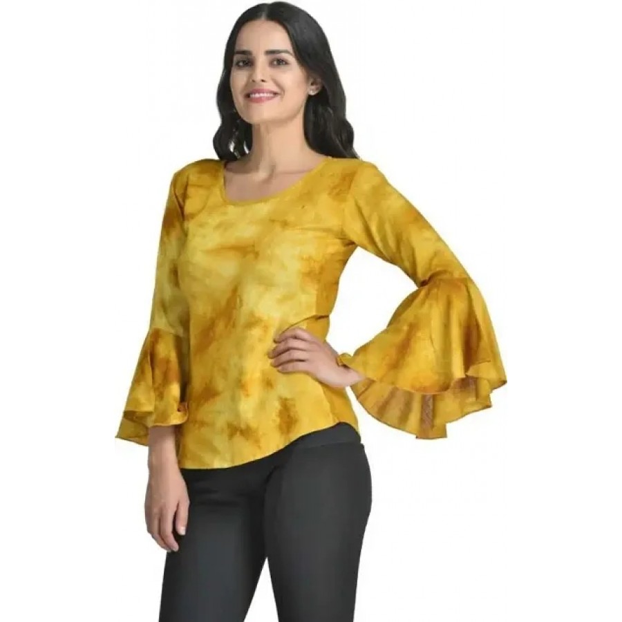 Musterd Stone Wash Bell Sleeve Top 1106