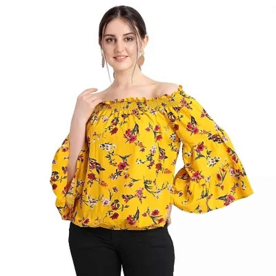 OOMPH! Women's Crepe Off Shoulder Top