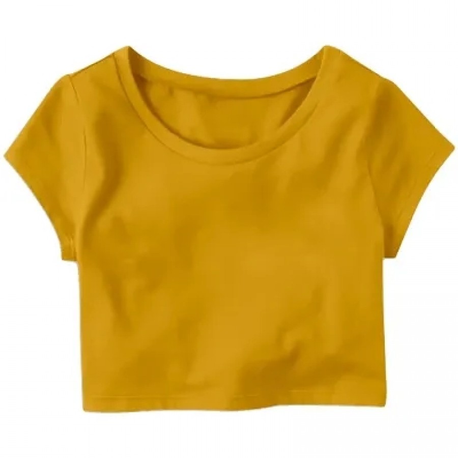 Plain Casual Half Sleeve Women's Crop Top