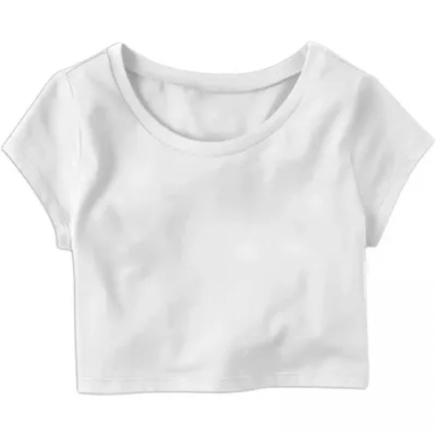 Plain Casual Half Sleeve Women's Crop Top