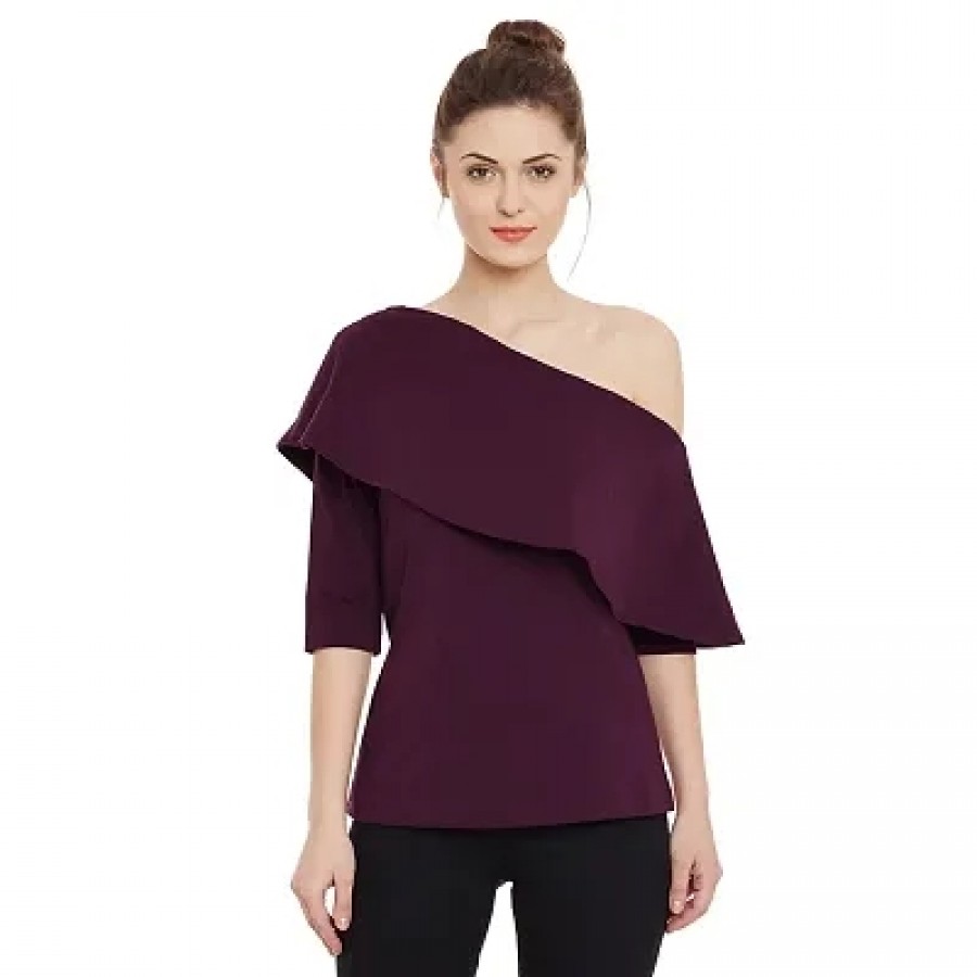 Purple Solid Blouse Top