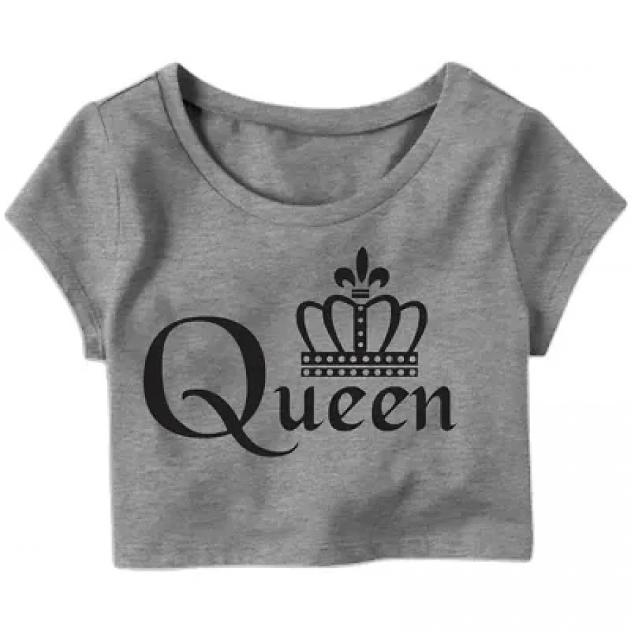 Queen Perfect Crown Printed Casual Half Sleeve Women's Crop Top