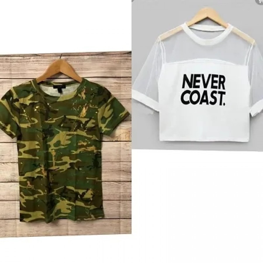 RAABTA ARMY PRINT TSHIRT  WHITE NEVER COAST SET OF 2