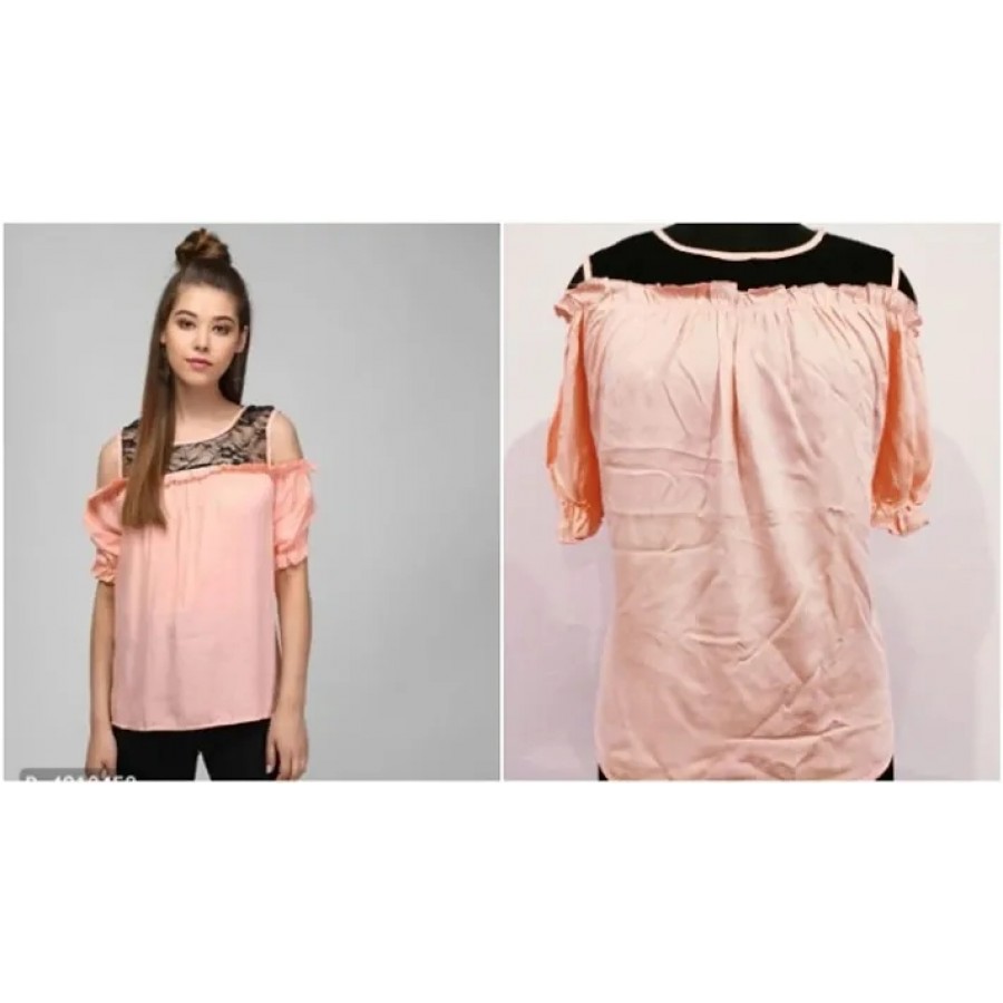 RBT- PEACH NET YOGE CLD SHLDR TOP